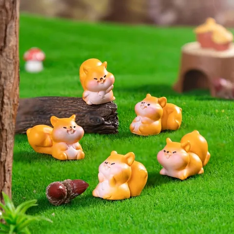 Miniature Resin Squirrel Figurine Micro Landscape Decorations Cute Fat Animal Model For DIY Fairy Garden Desktop Ornament
