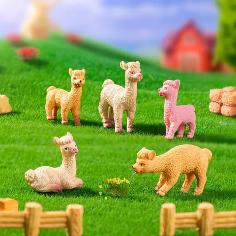 Figura de Alpaca en Miniatura para Decoración de Jardín Micro Paisaje Accesorio de Jardín DIY Modelo de Animal de Plástico
