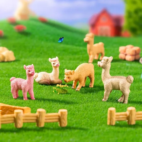 Figura de Alpaca en Miniatura para Decoración de Jardín Micro Paisaje Accesorio de Jardín DIY Modelo de Animal de Plástico