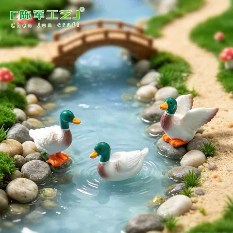 Miniature Mallard Duck Figurine For Micro Landscape Gardening DIY Accessories Resin Animal Statue For Eco Bottle Terrarium Decoration Home Ornament