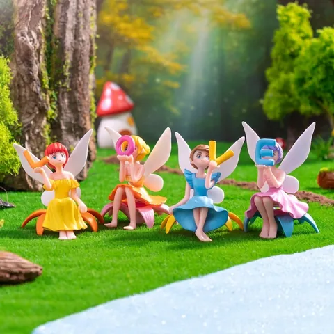Simpatiche Figurine decorative a forma di Fata dei Fiori con Lettere LOVE Accessori in PVC Miniatura per Micro Paesaggio Decorazione Auto Scrivania Giardino Fai-da-te