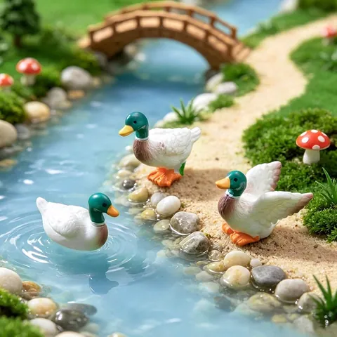Miniature Mallard Duck Figurine For Micro Landscape Gardening DIY Accessories Resin Animal Statue For Eco Bottle Terrarium Decoration Home Ornament