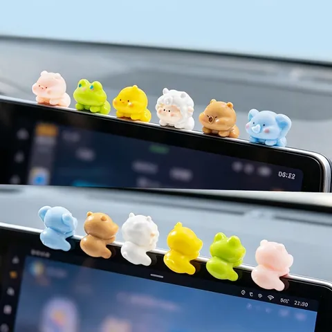 Cute Resin Animal Prone Figurine Capybara Lamb Elephant Desktop Ornament Computer Monitor Edge Car Dashboard Decoration