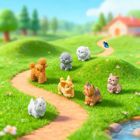 Cute Miniature Dog Figurines Poodle Puppy Micro Landscape DIY Accessories Desktop Decoration Resin Craft Animal Statues