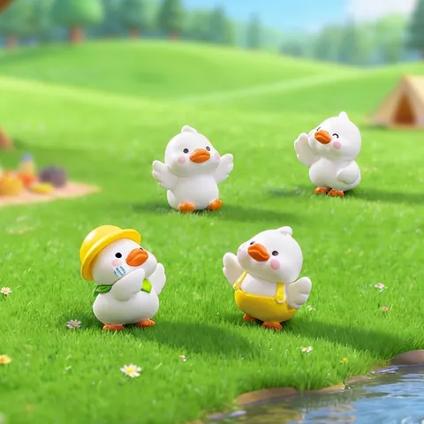 Cute Mini Little White Duck Figurine For Micro Landscape Gardening PVC Cartoon Animal Design DIY Desktop Home Ornament