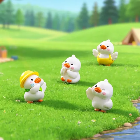 Cute Mini Little White Duck Figurine For Micro Landscape Gardening PVC Cartoon Animal Design DIY Desktop Home Ornament