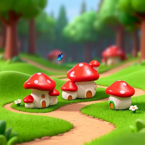 Miniature Mushroom House Resin Fairy Garden Ornaments For DIY Terrarium Micro Landscape Decor