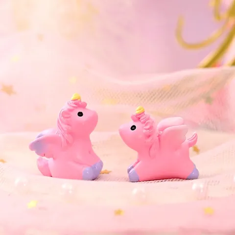 Mini Pink Unicorn Resin Ornaments Micro Landscape Fairy Garden Potted Plant Decoration DIY Desk Resin Craft Figurines