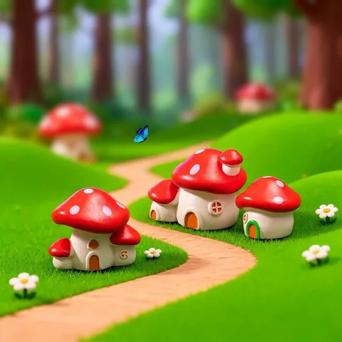 Miniature Mushroom House Resin Fairy Garden Ornaments For DIY Terrarium Micro Landscape Decor