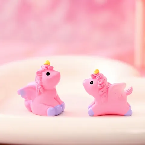 Mini Pink Unicorn Resin Ornaments Micro Landscape Fairy Garden Potted Plant Decoration DIY Desk Resin Craft Figurines