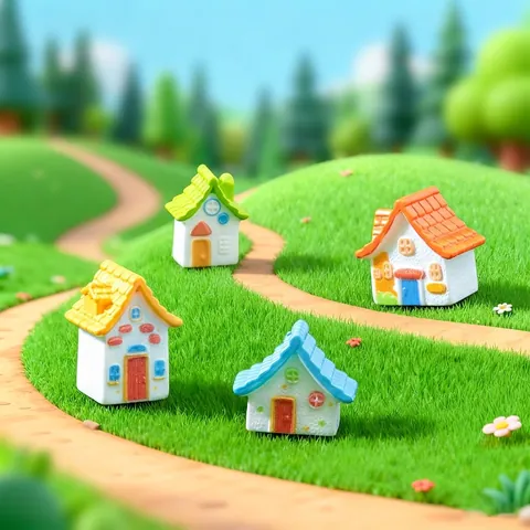 Miniature Fairy Garden Village Houses Resin Small Cottage Figurines Micro Landscape DIY Terrarium Craft Accessories For Succulent Pots Decoration