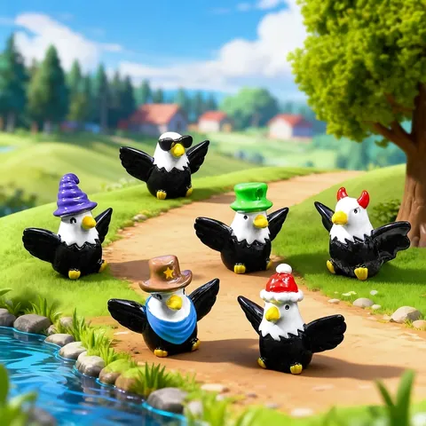 Mini Bald Eagle Figurines Resin Cartoon Animal Statues For Garden Micro Landscape DIY Decoration Ornaments Cowboy Wizard Demon Sunglasses Styles