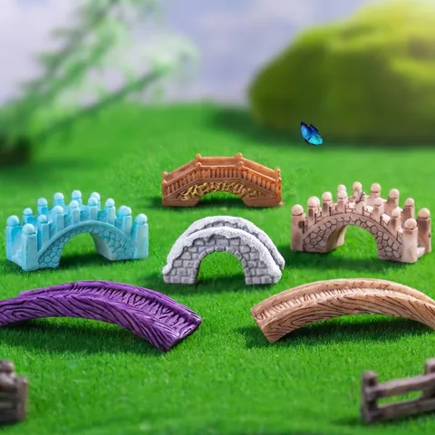 Miniatuur Landschap Hars Retro Stenen Brug Houten Brug Tuindecoratie DIY Accessoires Feeëntuin Ornamenten Beeldje