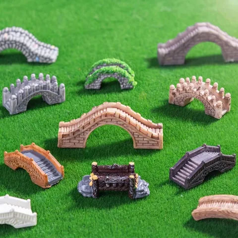 Miniatuur Landschap Hars Retro Stenen Brug Houten Brug Tuindecoratie DIY Accessoires Feeëntuin Ornamenten Beeldje