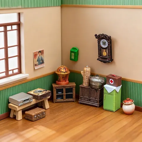 Retro Eighties Style Miniature Furniture Resin Ornaments For Dollhouse DIY Micro Landscape Decoration Vintage Home Decor