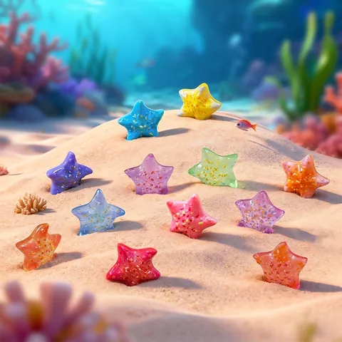 Ornements d'Étoile de Mer en Résine Lumineuse pour Aquarium Miniature Colorée Brillent dans le Noir pour Décoration DIY Micro Paysage