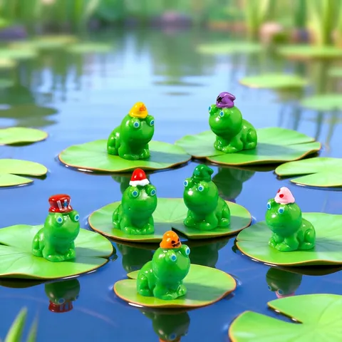 Resin Mini Frog Figurine With Holiday Hat Christmas Halloween St Patrick's Day DIY Micro Landscape Decor Desktop Ornament