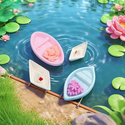 Pequeño Barco de Papel de Resina Flotante con Flores Micro Paisaje Decoración de Acuario Accesorios de Jardín de Hadas Adornos de Escritorio