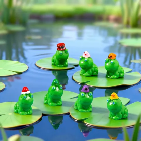 Resin Mini Frog Figurine With Holiday Hat Christmas Halloween St Patrick's Day DIY Micro Landscape Decor Desktop Ornament
