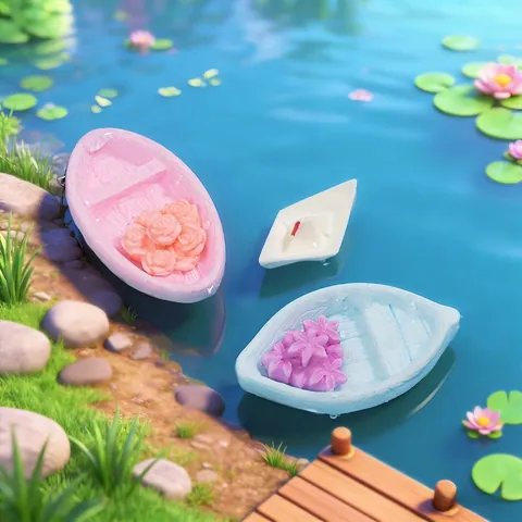 Pequeño Barco de Papel de Resina Flotante con Flores Micro Paisaje Decoración de Acuario Accesorios de Jardín de Hadas Adornos de Escritorio