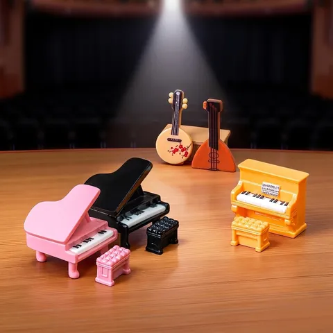 Miniature Resin Musical Instrument Ornament Dollhouse Decoration Accessory Piano Guitar Model For DIY Micro Landscape Desktop
