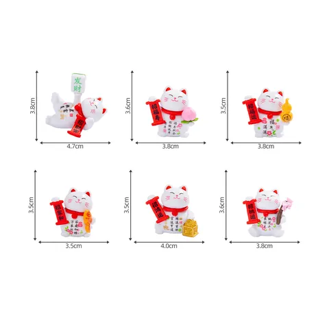 Creative Cute Lucky Cat Micro Landscape Mini Figurine PVC Injection Molding Cartoon Dollhouse Tabletop Decoration Home Decor