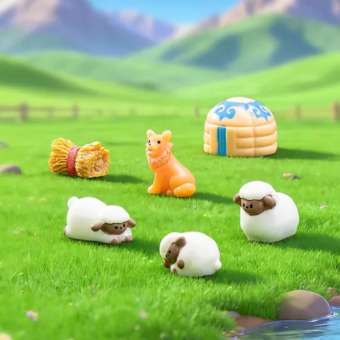 Miniature Grassland Pastoral Resin Ornaments Fairy Garden Micro Landscape Decoration DIY Yurt Sheep Dog Hay Roll Figurines