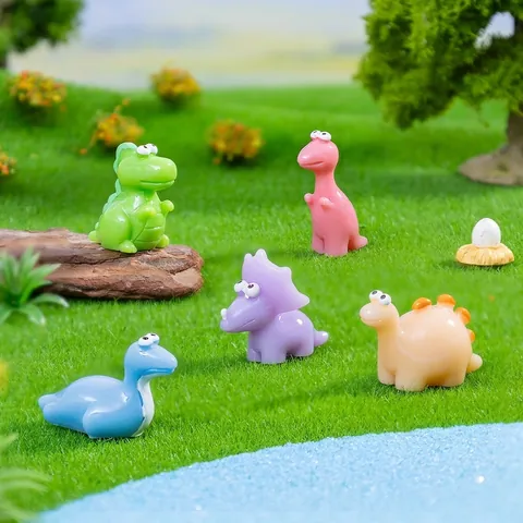Cute Cartoon Dinosaur Miniature Figurines Resin Micro Landscape DIY Craft Desktop Decor Car Interior Ornament For Kids Gift