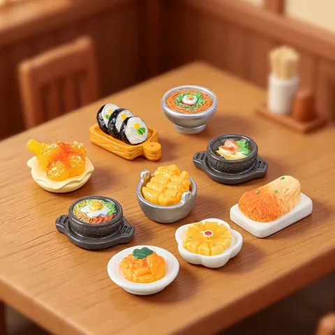 Miniature Korean Food Models Resin Bibimbap Sushi Dollhouse Accessories For Micro Landscape DIY Decoration Ornaments