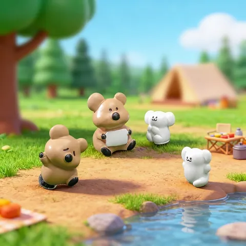 Cartoon Bear Mini Figurines Micro Landscape DIY Dollhouse Accessories Resin Animal Statues For Desktop Decoration Ornaments