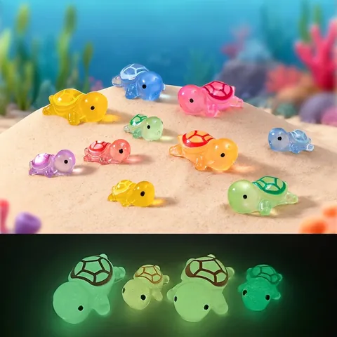 Mini Luminous Resin Sea Turtle Figurines Glow In The Dark Miniature Turtle Statues For DIY Micro Landscape Aquarium Decoration