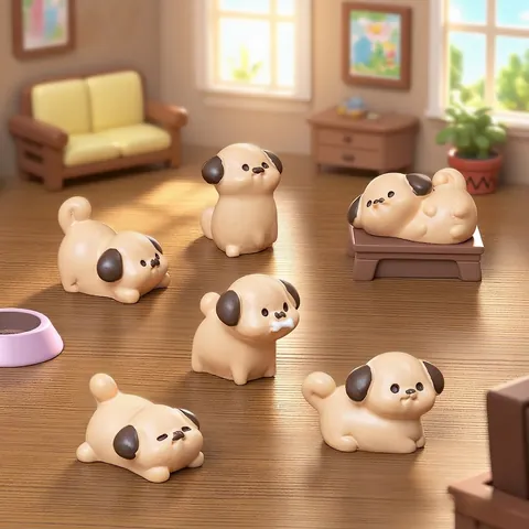 Miniature Fat Pug Dog Resin Figurine Q Version Cartoon Puppy Micro Landscape Ornament DIY Dollhouse Desktop Decor
