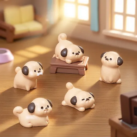 Miniature Fat Pug Dog Resin Figurine Q Version Cartoon Puppy Micro Landscape Ornament DIY Dollhouse Desktop Decor