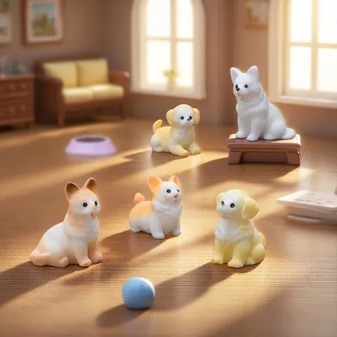 Mini Resin Dog Figurines Cute Labrador Golden Retriever Puppy Statue Dollhouse DIY Accessories Micro Landscape Ornaments