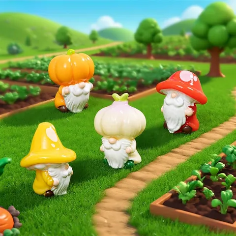 Vegetable Gnome Figurines Resin Pumpkin Garlic Mushroom Dwarf Statues For Garden Micro Landscape DIY Decoration Miniature Accessories