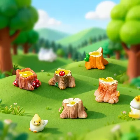 Mini Realistic Tree Stump Micro Landscape Resin Ornaments Tiny Figurines for Fairy Garden DIY Terrarium Decor Accessories