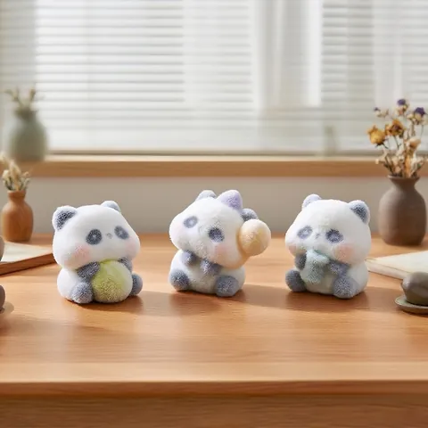 Miniature Flocked Panda Figurine Micro Landscape DIY Accessories Dollhouse Decor Mini Resin Animal Car Dashboard Ornament Gift