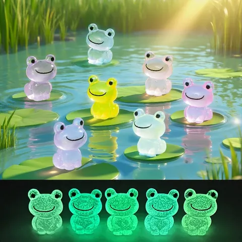 Mini Resin Luminous Frog Figurines Glow in the Dark Tiny Animal Ornaments for Micro Landscape Moss Garden DIY Decoration