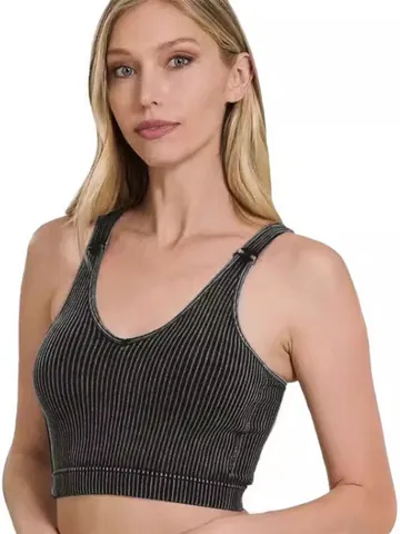 Women Ribbed Sport Tank Top Slim Fit V-Neck Padded Crop Top Ribbed Knit Workout Vest Casual Summer Top For Gym Yoga