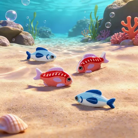 Figurines de Poisson de Micro Paysage de Dessin Animé Décoration d'Aquarium Bricolage Mini Ornements d'Océan Décor en Résine