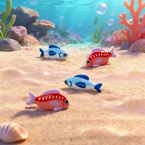 Figurines de Poisson de Micro Paysage de Dessin Animé Décoration d'Aquarium Bricolage Mini Ornements d'Océan Décor en Résine
