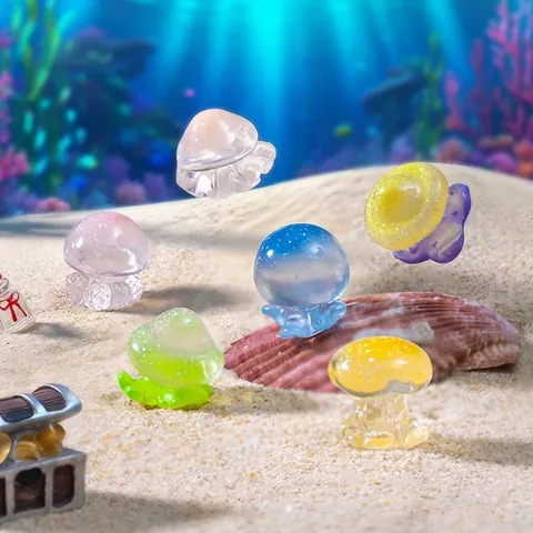 Miniatures de Méduses en Résine Translucide Colorées pour Micro Paysage DIY Décoration d'Aquarium Bouteille Écologique Accessoires de Bureau
