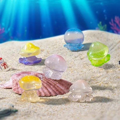 Miniatures de Méduses en Résine Translucide Colorées pour Micro Paysage DIY Décoration d'Aquarium Bouteille Écologique Accessoires de Bureau