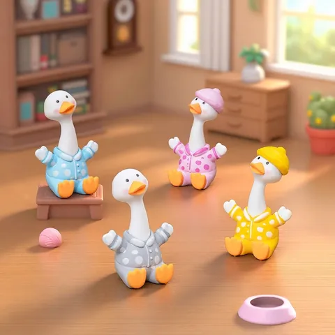 Cute Shaking Head Duck Figurines Micro Landscape DIY Decor PVC Cartoon Miniature Animal Desktop Ornaments For Car Home