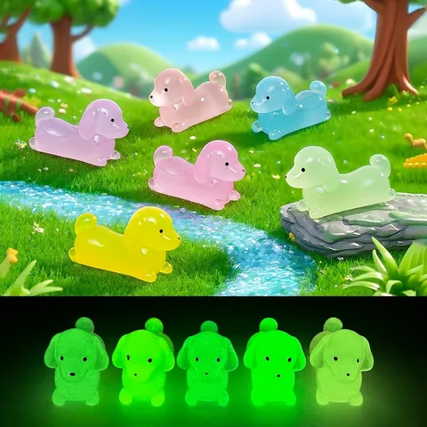 Luminous Miniature Dachshund Dog Figurine Candy Color Resin Micro Landscape Decor DIY Accessories Desk Ornament
