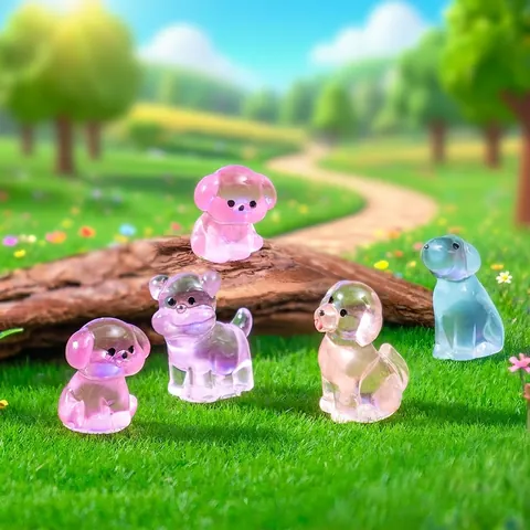Miniature Luminous Resin Dog Figurines Glow In The Dark Puppy Statues For DIY Micro Landscape Desktop Ornament Decoration