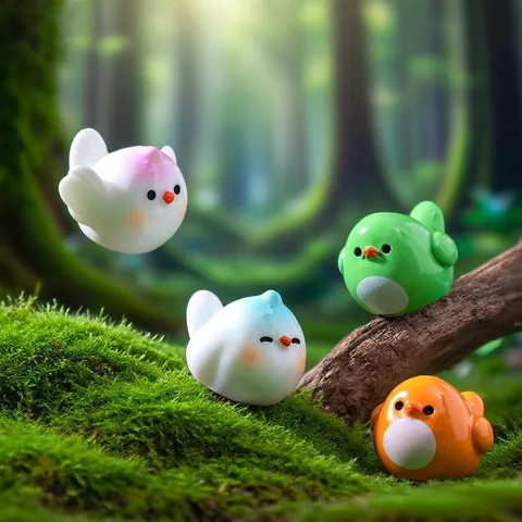 Lindas Figuras de Pájaros en Miniatura de Resina Pájaro Regordete Micro Paisaje Jardín Decoración DIY Accesorios de Jardín de Hadas