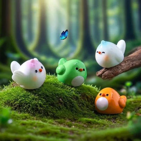 Lindas Figuras de Pájaros en Miniatura de Resina Pájaro Regordete Micro Paisaje Jardín Decoración DIY Accesorios de Jardín de Hadas