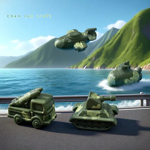 Miniature Military Model Resin Camouflage Tank Fighter Submarine Rocket Truck DIY Micro Landscape Desktop Car Ornament Decor