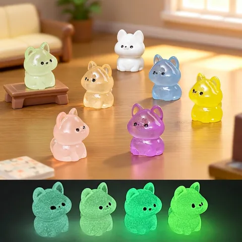Mini Luminous Resin Sitting Puppy Figurines Colorful Glow In The Dark Dog Micro Landscape Ornaments DIY Dollhouse Accessories Desktop Decoration